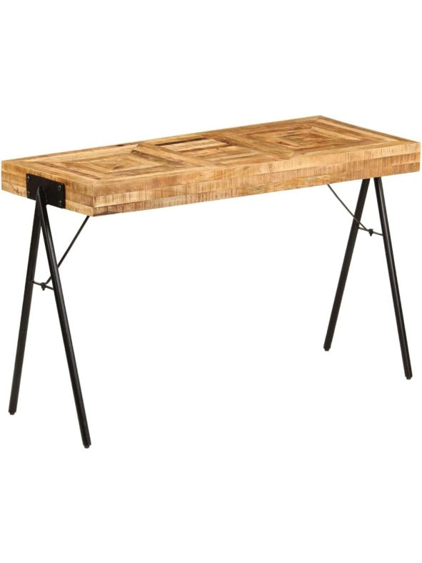 Vintage Schreibtisch aus massivem Mangoholz 118 x 50 x 75 cm mit Stahlbeinen fur Buro und Homeoffice