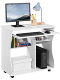 Mobiler Computertisch mit vier Ablageflachen in Weiss fur Buro Homeoffice und Arbeitszimmer