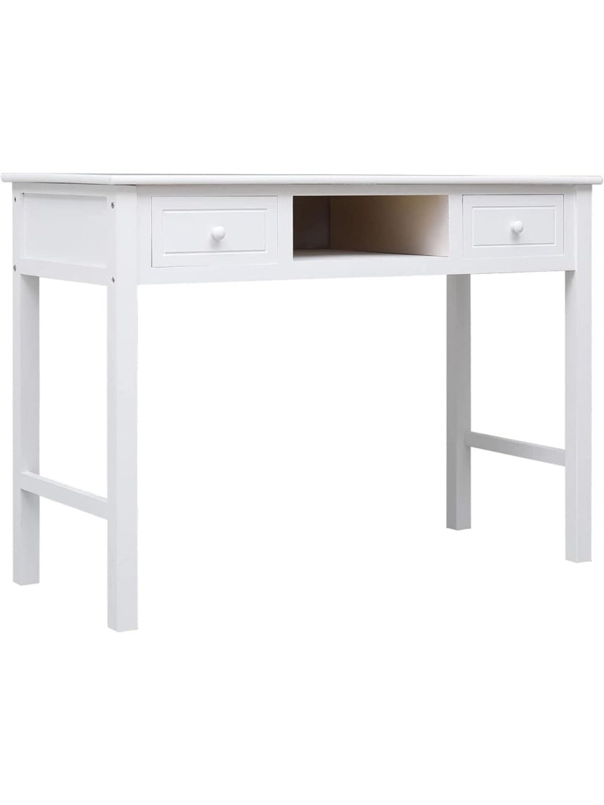 Schreibtisch aus Paulownia Holz in Weiss 108 x 45 x 76 cm fur Arbeitszimmer und Homeoffice