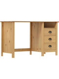 Holz Schreibtisch 120 x 50 cm mit drei Schubladen fur Homeoffice Buro und Gaming in Braun