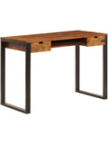 Schreibtisch aus Akazienholz und Stahl 110 x 55 x 78 cm mit zwei Schubladen und Tastaturauszug fur Homeoffice