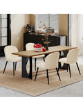 Gepolsterte Esszimmerstuhle mit Chenille Stoff im Viererset in Beige