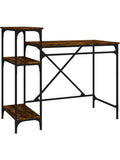 Schreibtisch 105 x 50 x 90 cm mit Regalen in Eichenoptik und Metallgestell fur Buro und Arbeitszimmer