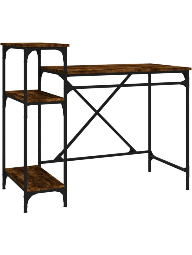 Schreibtisch 105 x 50 x 90 cm mit Regalen in Eichenoptik und Metallgestell fur Buro und Arbeitszimmer