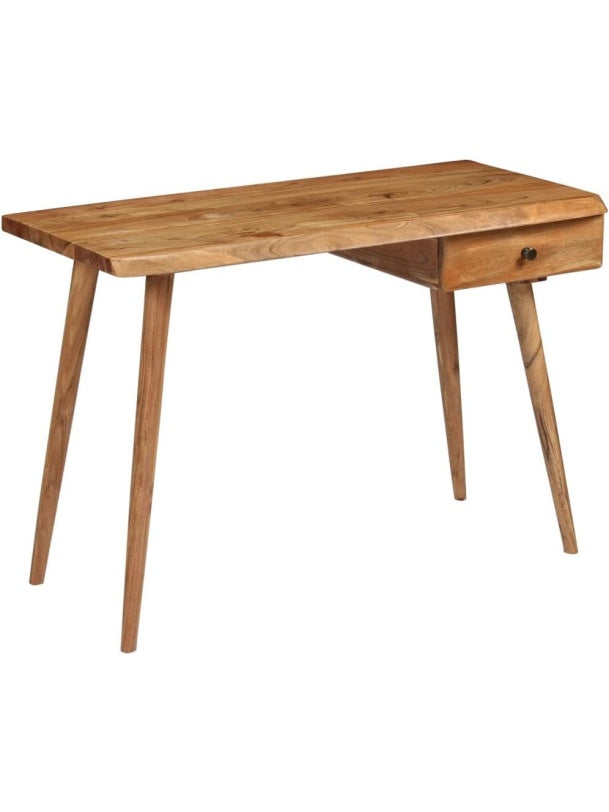 Massiver Akazienholz Schreibtisch 110 x 50 x 76 cm mit Schublade und robuster Arbeitsflache fur Buro und Homeoffice