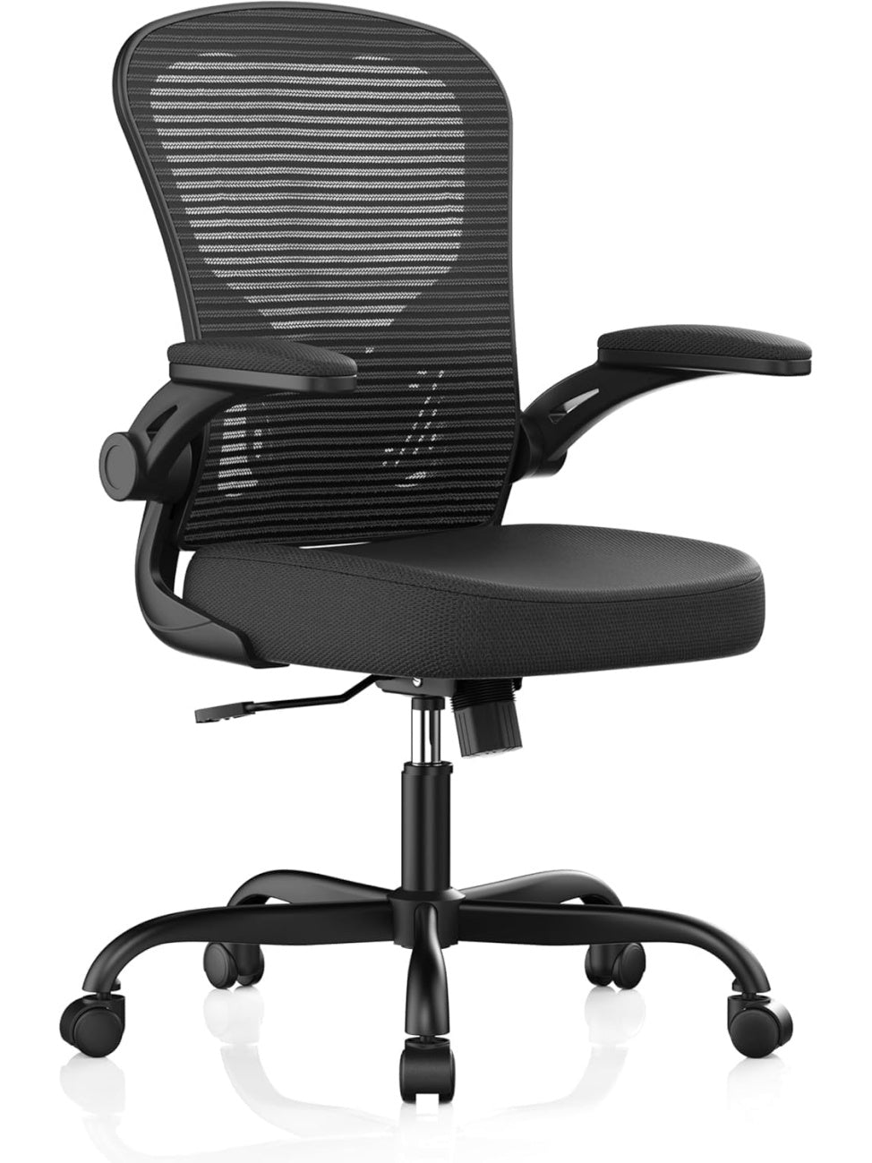 Ergonomischer Burostuhl bis 150 kg mit klappbaren Armlehnen und Lordosenstutze