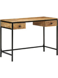 Arbeitstisch aus massivem Mangoholz und Metall 105 x 50 x 75 cm mit Schubladen und Stauraum